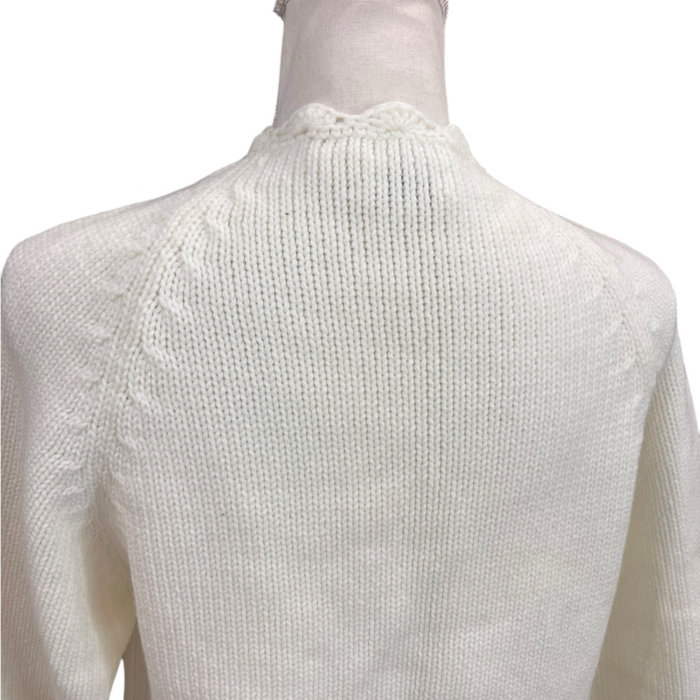 Vintage Montgomery Ward Ivory Floral Knit Cardigan Sweater Cottagecore M - Picture 8 of 10